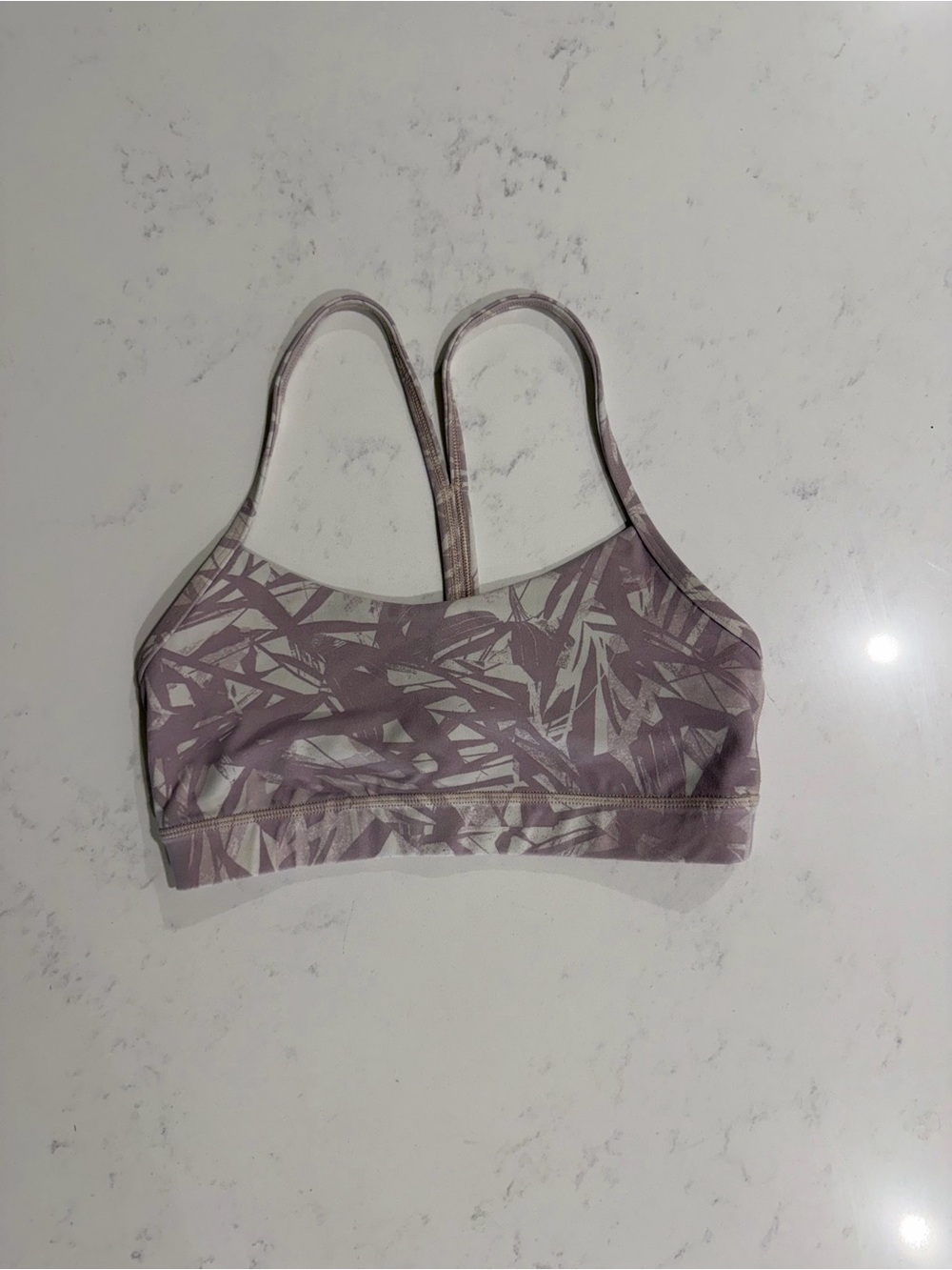 lululemon athletica Lavender Leaf-Print Flow Y Bra Nulu